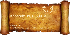 Kopcsányi Gyula névjegykártya