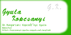 gyula kopcsanyi business card